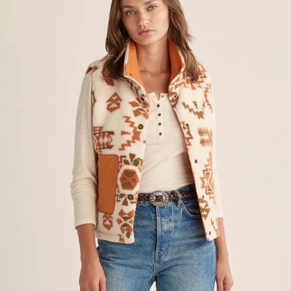 Pendleton WOMEN'S MANZANITA REVERSIBLE VEST highland ridge tomato fleece NWT - Picture 3 of 8